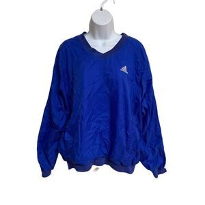 Vintage 00s Adidas V-Neck Pullover Windbreaker Size Medium Blue